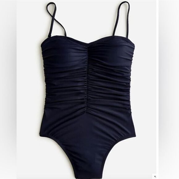 New J.Crew Ruched Sweetheart One-Piece Swimsuit in Navy Size 22 NWT - Picture 13 of 14
